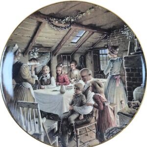 THE CRATCHIT'S CHRISTMAS PUDDING Dickens 9.5" Collector Plate 1991 Department 56